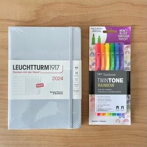 LEUCHTTURM1917 Weekly Planner & Notebook and Tombow Twintone Rainbow Markers